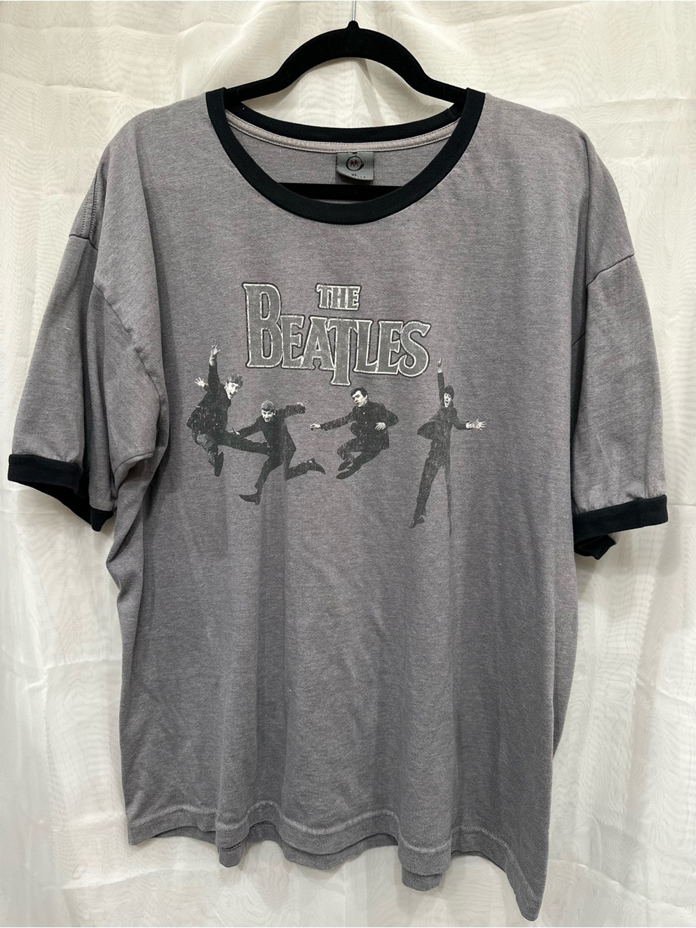 The Beatles Grey and Black Ringer Band Tee